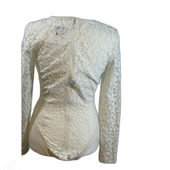 Misha Collection Long Sleeve Lace Bodysuit XS Ivory White Designer Australian - Picture 6 of 10